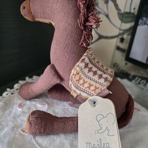 Pink Plush Horse Toy with Patterned Saddle